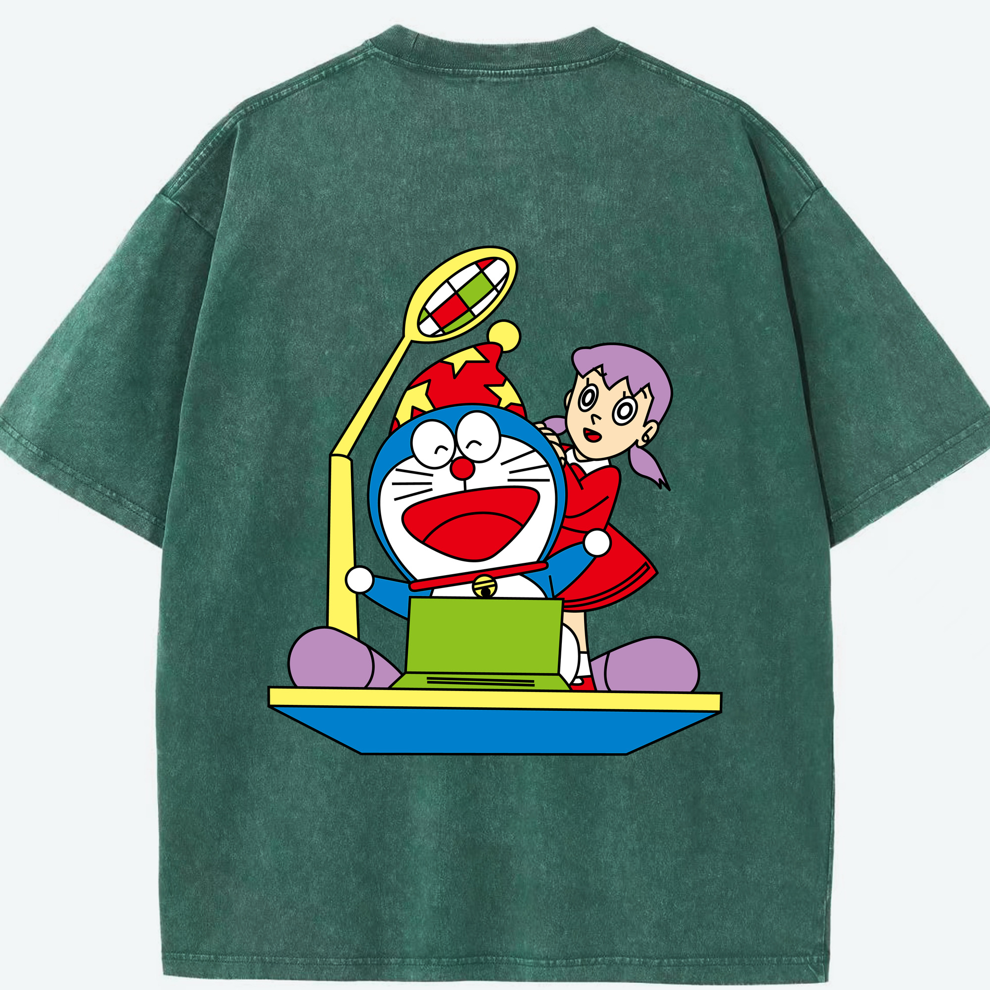 （画像用） ドラえもん みなもと しずか Doraemon Shizuka Minamoto 綿100% ヴィンテージ風 半袖Tシャツ（背面プリント）